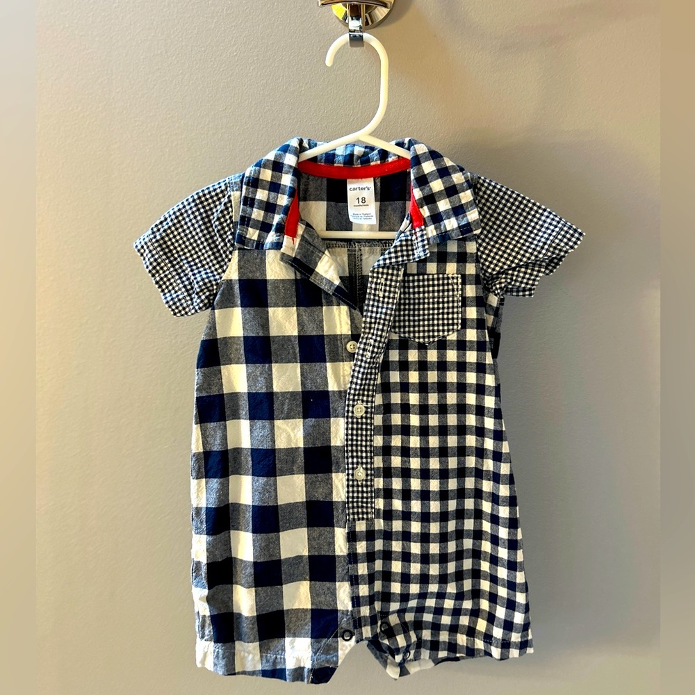 18 month easy-change navy and white romper